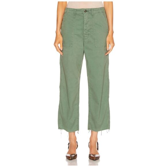 MOTHER Patch Pocket Private Ankle Fray Pants in Army Green size 28 - Picture 1 of 6